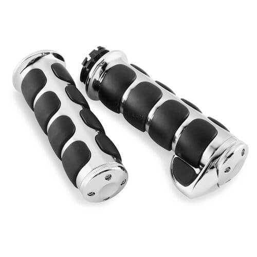 Puños De Manillar Craftride CG15 Cromo Para Moto - 1 Pulgada (25.4 Mm), Con Goma, Par Derecho/izquierdo